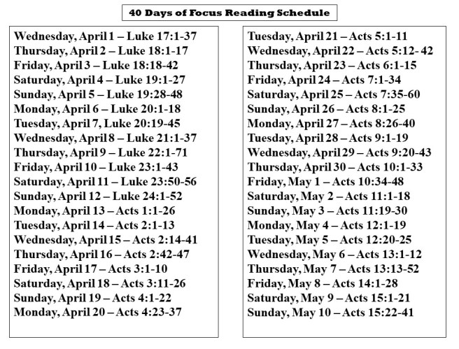 40 Days of Focus Bible Reading